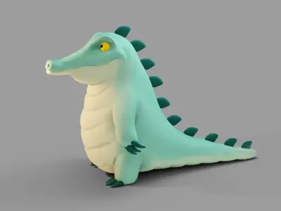 Cartoon Crocodile Low-poly 3D model