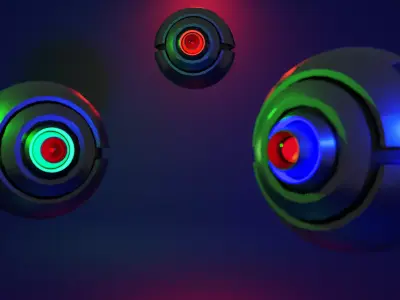 Drons three circular lights Free 3D model