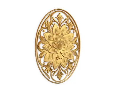 Classic oval carved decor ornament 02 3D model
