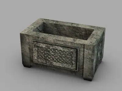 Ancient stone ark storage box Low-poly 3D model