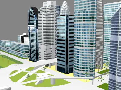 Modern urban high-rise buildings building ancillary buildings 3D model