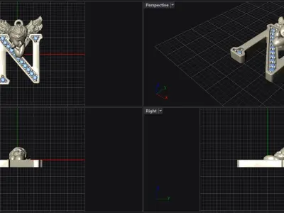 My Angel Letter Pendant Necklace 3D print model