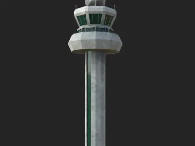 Airport Tower Low-poly 3D model