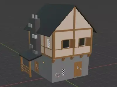 Low-poly Midle age house Free low-poly 3D model