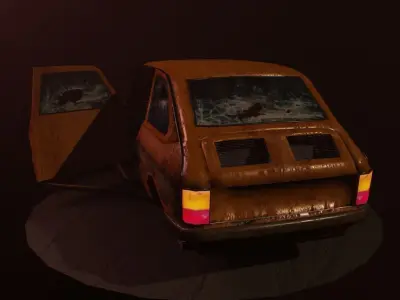 Fiat 133 1972 Decayed model Low-poly 3D model