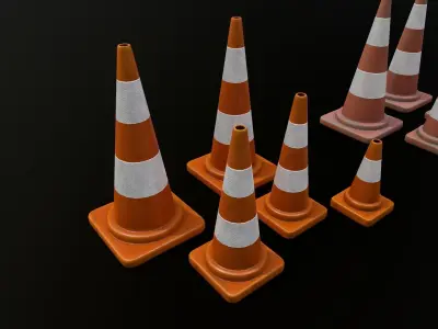 Traffic Cone 01 PBR Game-ready Low-poly 3D model