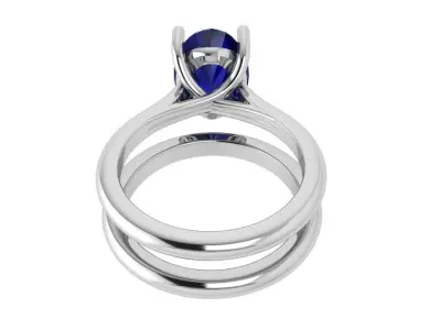 Oval Cut Solitaire Ring With Band 4127 3D print model