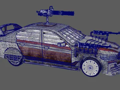 Next generation armed small car Low-poly 3D model