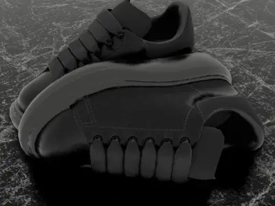 ALEXANDER MCQUEEN 3D SHOES - BLACK GLITTER Low-poly 3D model