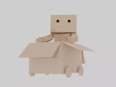 Cardboard Man 3D Game Model Low-poly 3D model