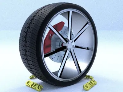 ORTAS CAR RIM 31-32 GAME READY RIM TIRE AND DISC 3D Model Pack