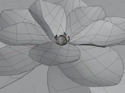 3D Magnolia Flower Model - Blender Low-poly 3D model