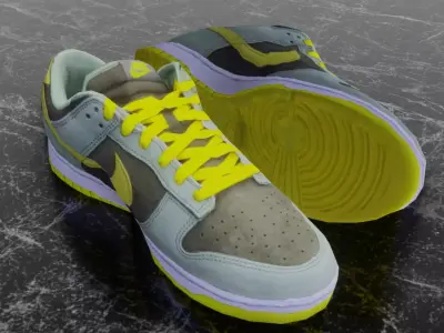 NIKE DUNK 3D SHOES - YELLOW Low-poly 3D model