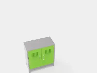 METAL CABINET-DOUBLE SHORT-GRAY AND GREEN Low-poly 3D model