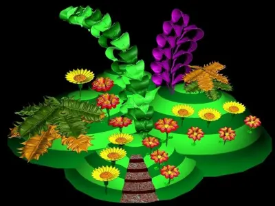 Plantaion garden with plants and flowers 3D model