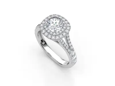 aj-032 diamond halo engagement ring 3D print model
