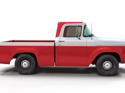 50s American pickup truck Low-poly 3D model