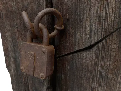 Grungy door lock   Low-poly 3D model
