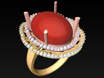 Oval Stone Ring - Womens  Rings - N326356 3D print model