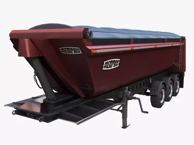 Dump trailer Low-poly 3D model