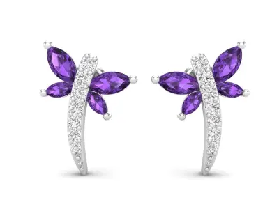AV 619 Marquise and Round Diamond Dragonfly Stud Earrings 3D print model