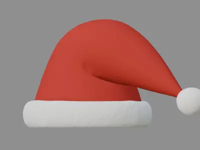 Santa Hat 3D Model Red Christmas Hat Free 3D model