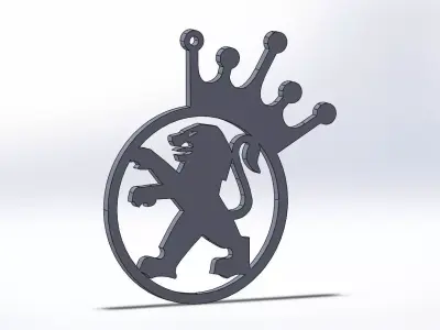 Peugeot keychain logo king oriktown crown 3D print model