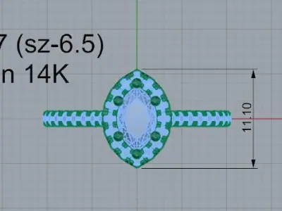 Marquise Halo Ring 4017 3D print model