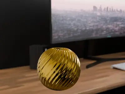 Golden Spiral Decorative Vase High-Quality 3D Model Low-poly 3D model