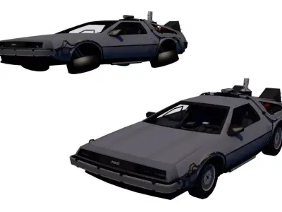 3D Back to the Future-Delorean Low-poly 3D model