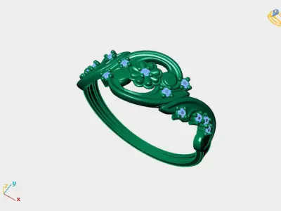 Women Ring Diamond Stone STL 3DM Lightweight Printable 3D print model 59