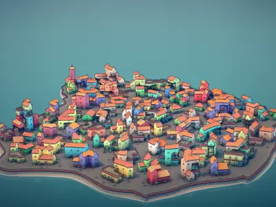big old cute town 3D model