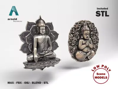 Buddhas 2 Low-poly 3D model