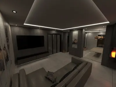 Modern house loft interior 3D model 3D model