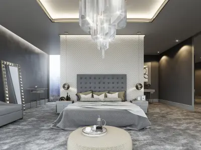 VRay - C4D Scene files - Modern Classic Bedroom Interior Scene 3D model