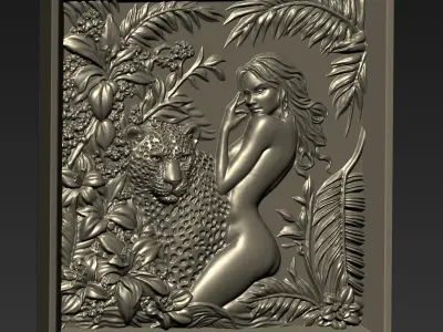Leopard and a Girl A40 3D print model