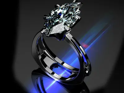 3D model Solitaire Marquise Cut EL Ring-CL 3D print model