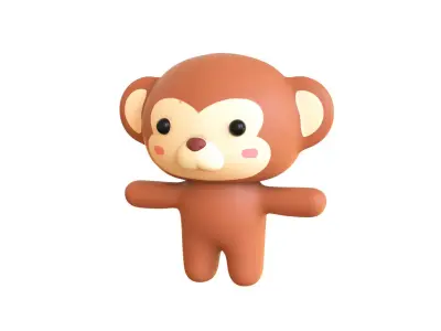 Character008 Chubby Monkey Low-poly 3D model