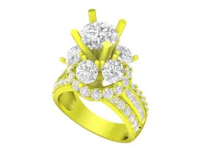 A7221 HongKong Style Luxury Diamond Engagement Ring 3D Model 3D print model