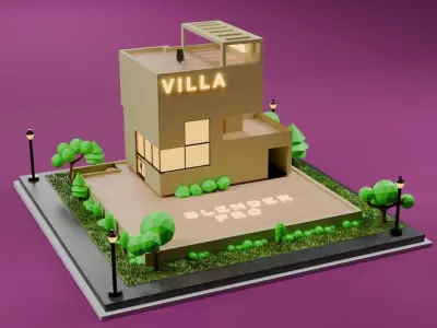 A 3d building for games and websites Low-poly 3D model