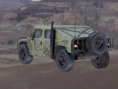 war green low-poly Humvee ORM for unreal UE Low-poly 3D model