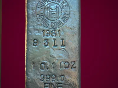  3D Silver Bars Antique Set Low-poly 3D model