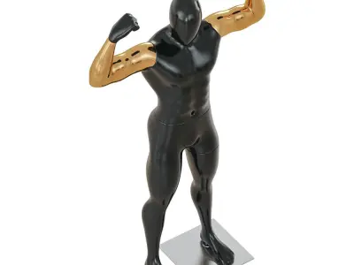Black male mannequin with golden hands 62 3D model