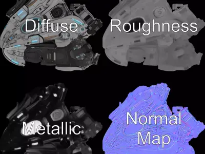 Futuristic Spacecraft Model Pack with PBR Textures Low-poly 3D model