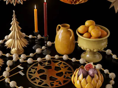 Christmas decorative set 3D model