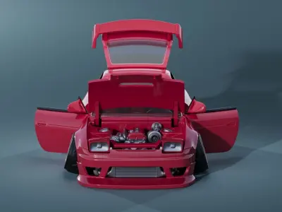 Nissan 200sx s13 tooned car model kit for 3d print 3D print model