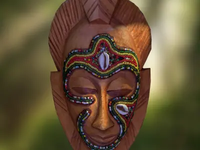 African Tribal Mask Low-poly 3D model