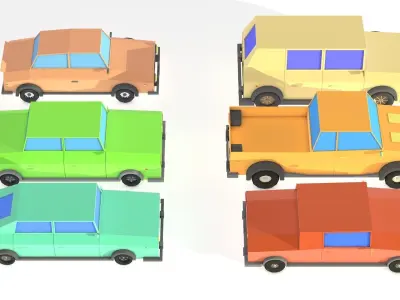 Pack of Low Poly Cars Low-poly 3D model