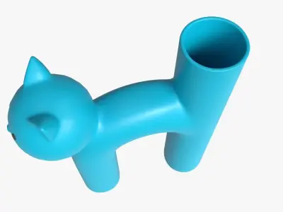 Ceramic Cat Vase 3D model