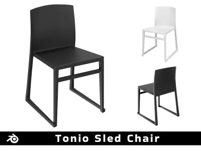 Tonio Sled Chair - Colors Black - White Low-poly 3D model